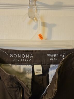 Sonoma Life+Style Straight Mid Rise Pants - Brown